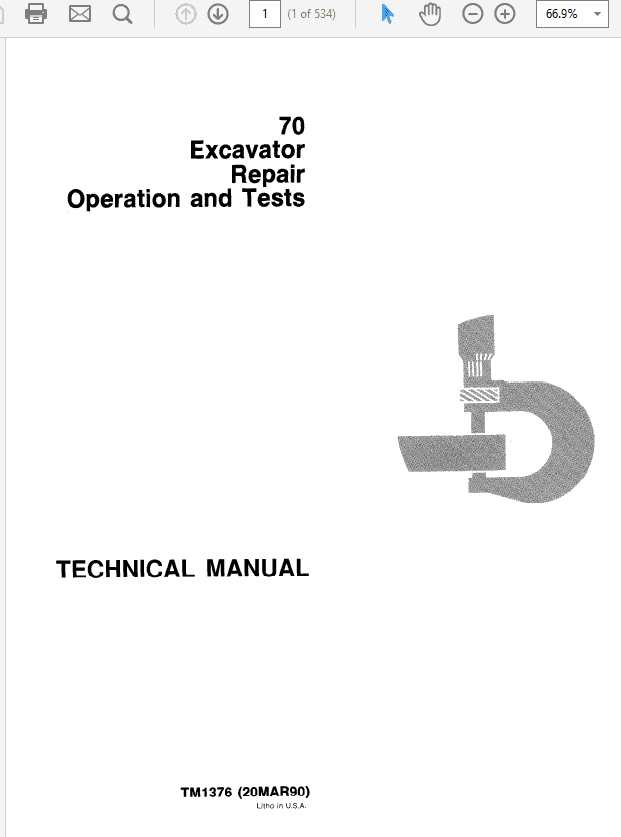 John Deere 70 Excavator Service Manual TM-1376
