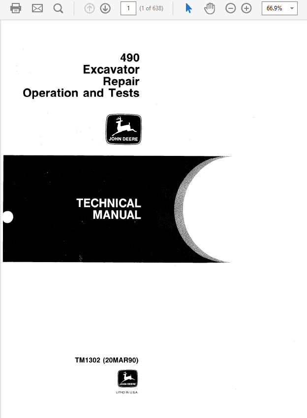 John Deere 490 Excavator Service Manual TM-1302