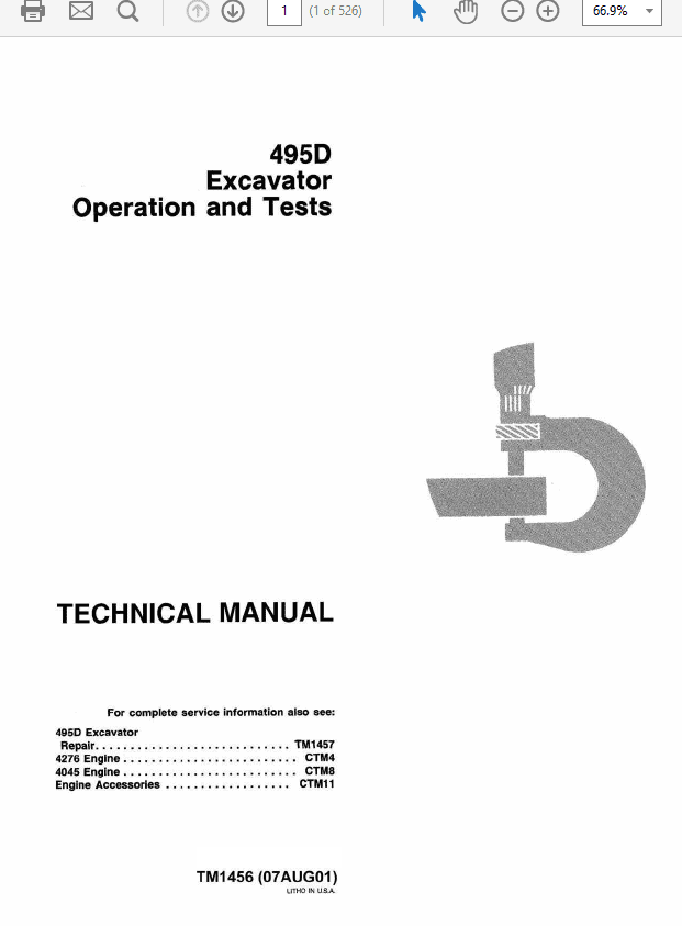 John Deere 495D Excavator Service Manual