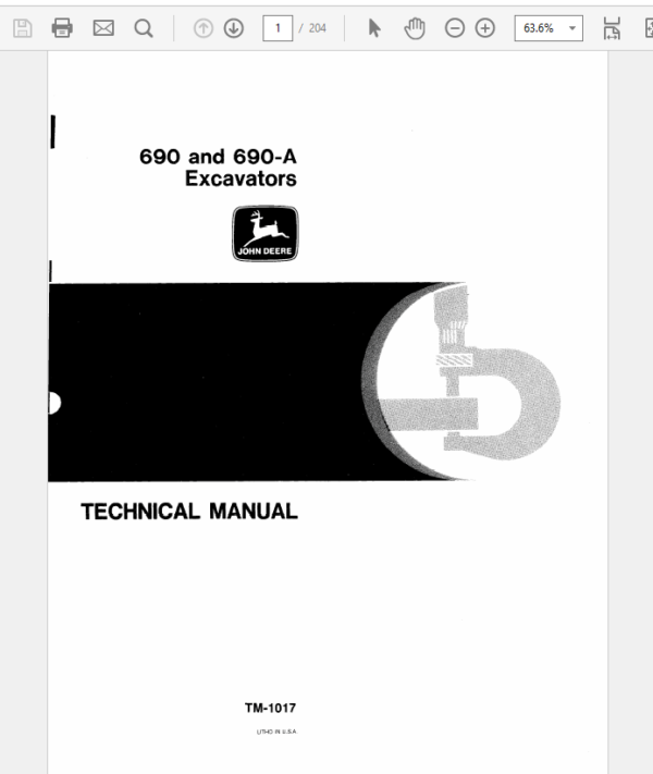 John Deere 690, 690A Excavator Service Manual TM-1017