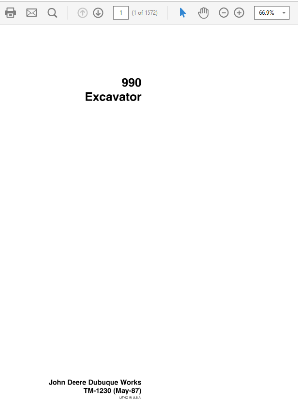 John Deere 990 Excavator Service Manual TM-1230