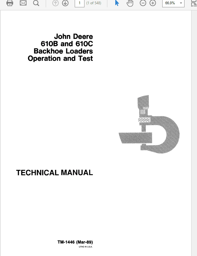 John Deere 610B, 610C Backhoe Loaders TM-1446 & TM-1447
