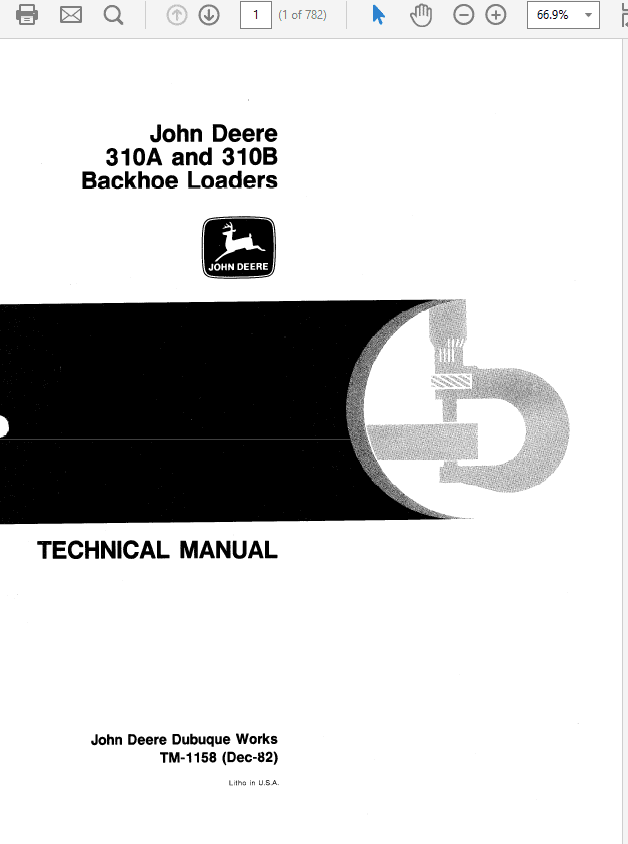John Deere 310A, 310B Backhoe Loaders Service Manual TM-1158