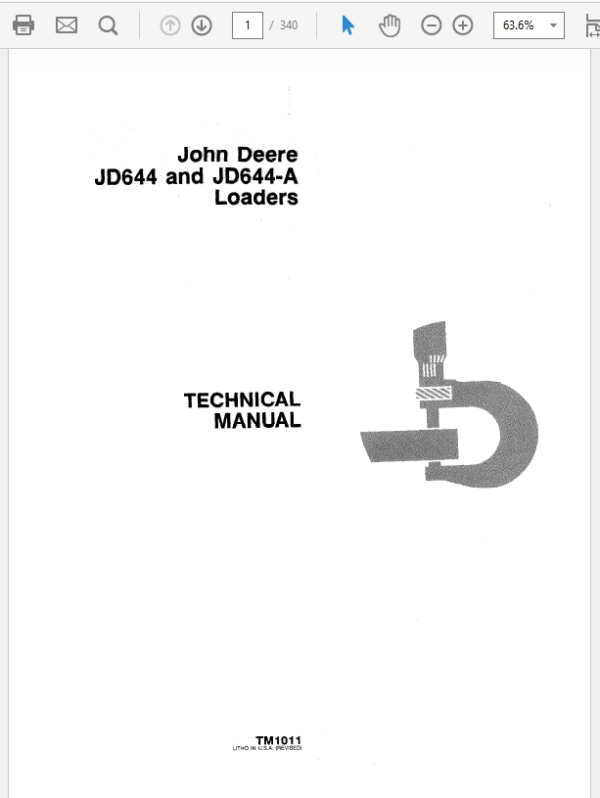 John Deere 644, 644A Loader Service Manual TM-1011