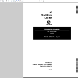 John Deere 90 Skid-Steer Loader Service Manual TM-1205