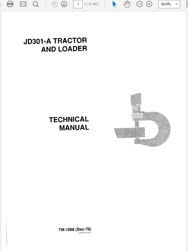 John Deere 301A Tractor and Loader Service Manual TM-1088