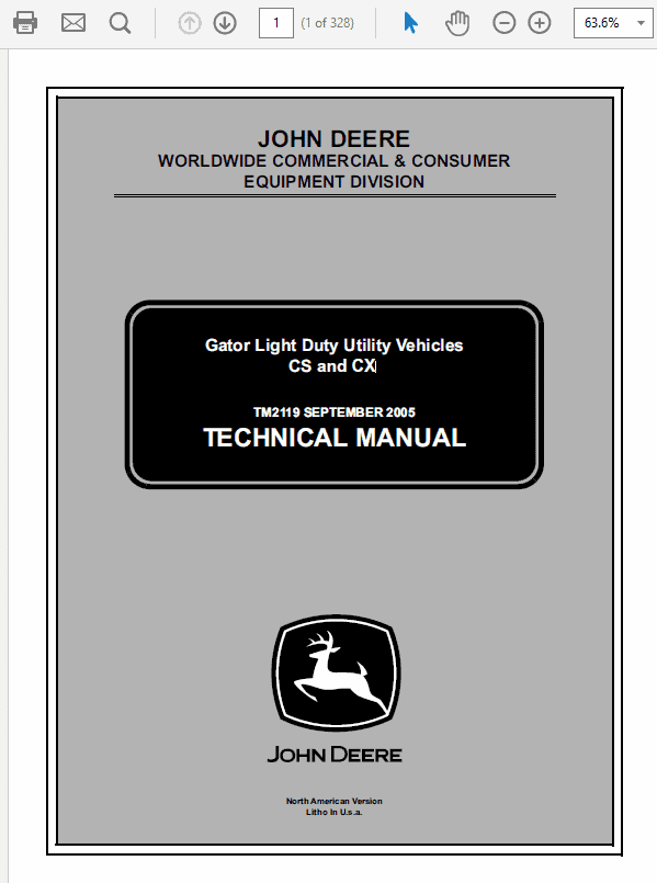 John Deere CS and CX Gator Utility Vehicles Service Manual TM-2119