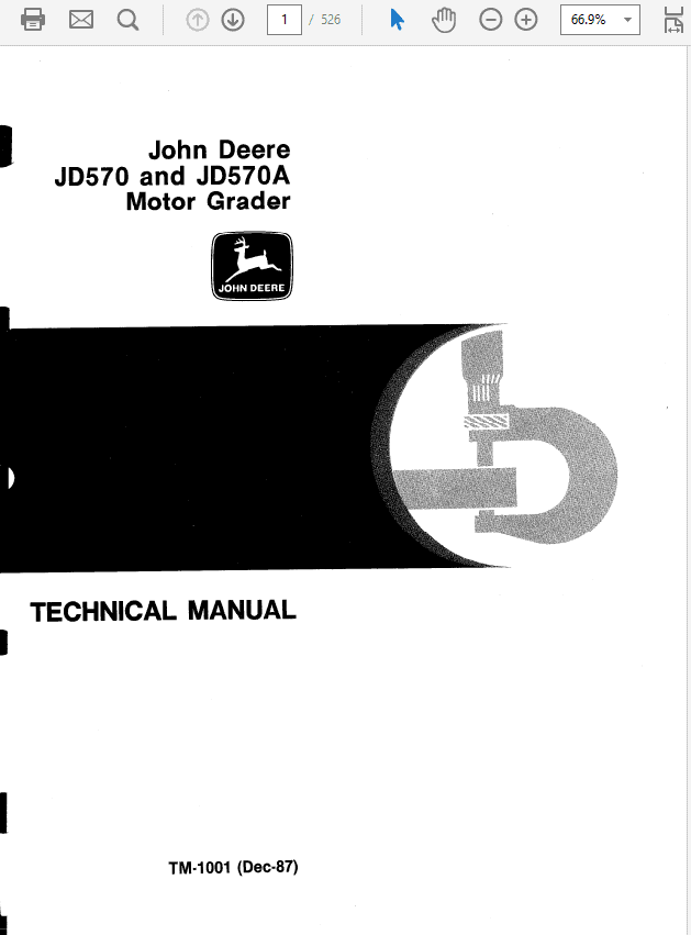 John Deere 570, 570A Motor Grader Service Manual TM-1001