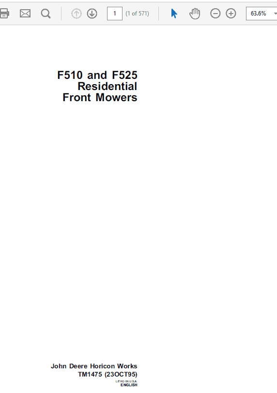 John Deere F510, F525 Front Mowers Service Manual TM-1475
