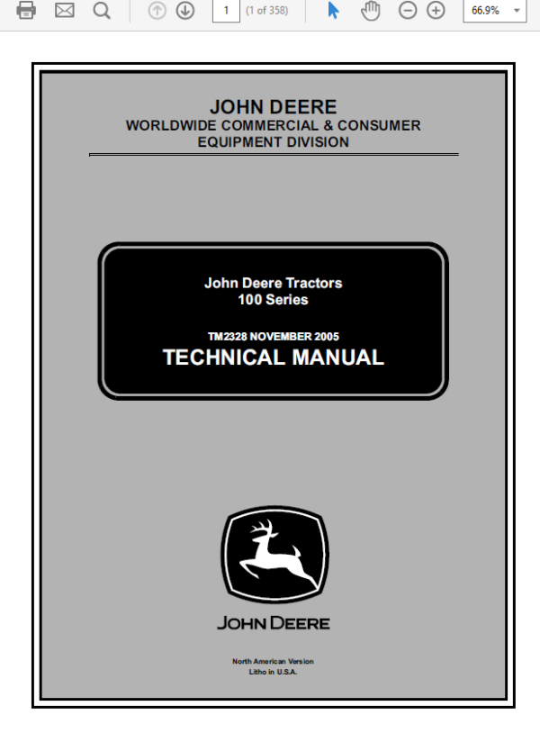John Deere 100 series 102, 115, 125, 135, 145, 155C, 190C Lawn Tractor Manual