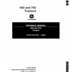 John Deere 650 and 750 Tractors Service Manual TM-1242
