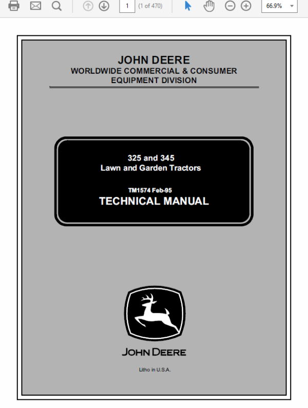 John Deere 325, 335 and 345 Lawn and Garden Tractors Service Manual TM-1760