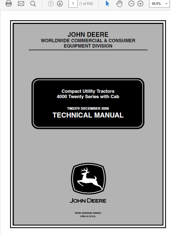 John Deere 4120, 4320, 4520, 4720 Compact Utility Tractor Service Manual