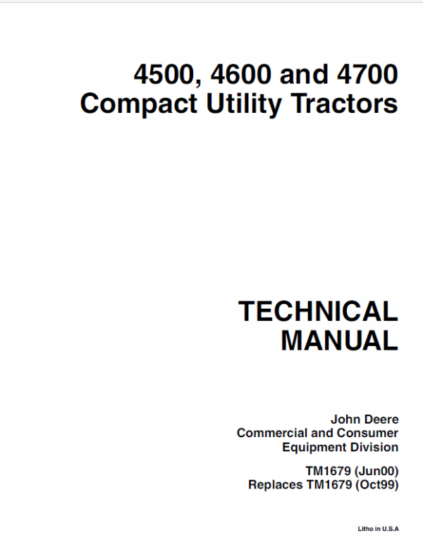 John Deere 4500, 4600 and 4700 Tractor Service Manual
