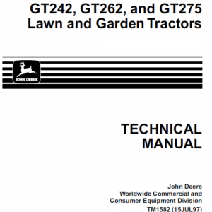 John Deere GT242, GT262, GT275 Lawn and Garden Tractors TM-1582
