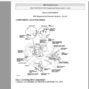 HONDA ACCORD 2003, 2004, 2005, 2006, 2007 Workshop Repair Manual