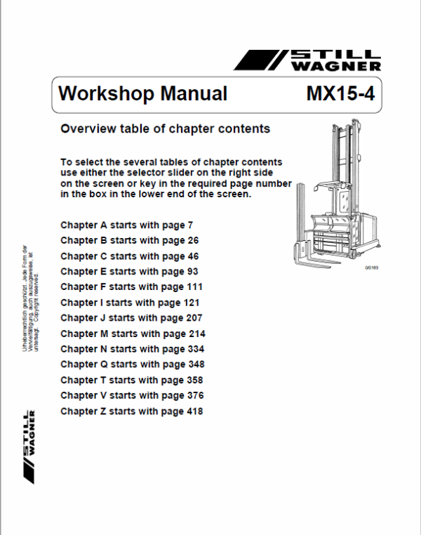 Still MX15-4 Order Picker Truck Workshop Repair Manual