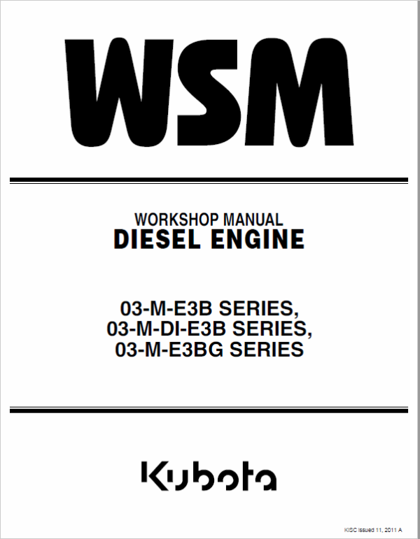 Still WSM 03-M-E3B, 03-M-E3BG Kubota Engine Workshop Repair Manual