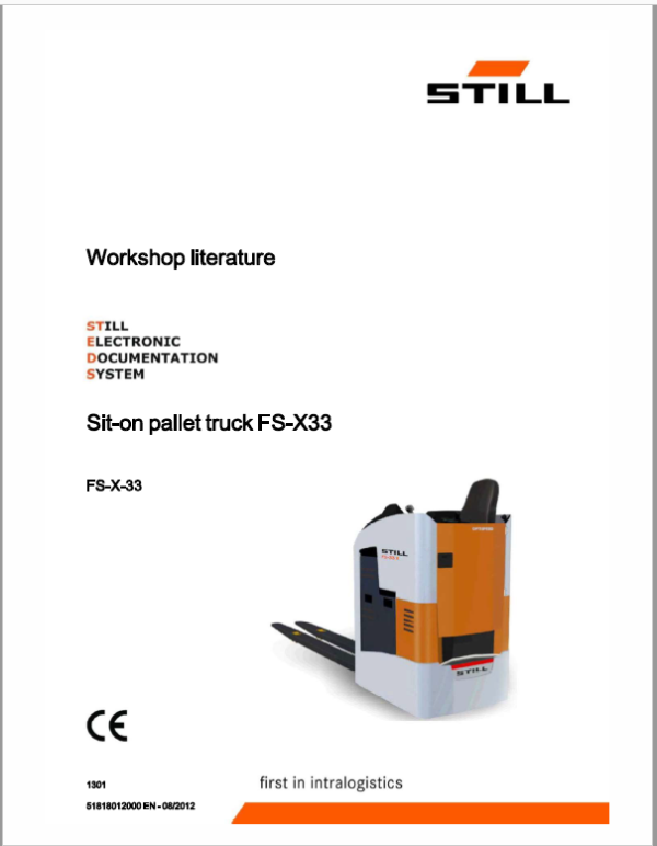 Still FS-X33,FU-X20,FV-X12, FVX16 Sit on Pallet Truck Workshop Repair Manual