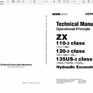 Hitachi ZX110-3, ZX120-3, ZX135US-3 Excavator Service Manual