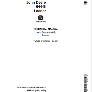 John Deere 644B Loader Repair Service Manual TM1095 & TM3202