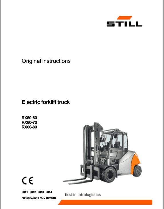 Still Electric Forklift Truck RX60: RX60: RX60-60, RX60-70, RX60-80 Repair Manual