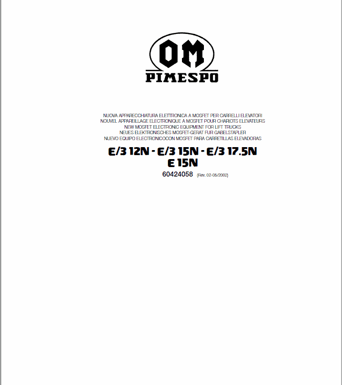 OM PIMESPO FIAT E3 12N -15N -17.5N- E15N Mosfet Electronic Schematic Manual