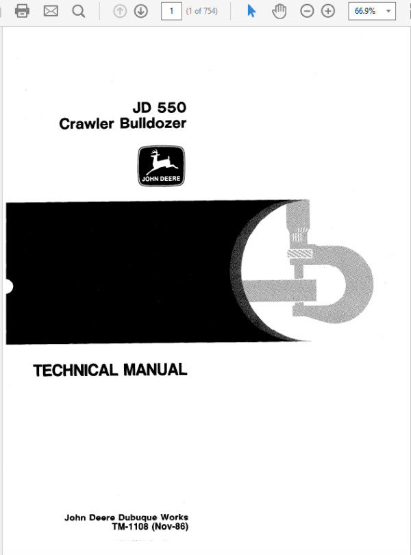 John Deere 550 Crawler Bulldozer Service Manual TM-1108