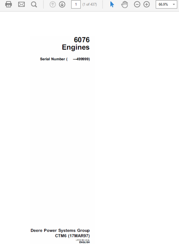 John Deere 6079 Engines CTM6 Repair Manual