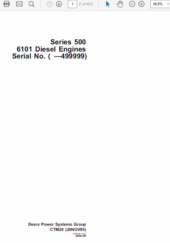John Deere 500 Series 6101 Diesel Engines Manual CTM20