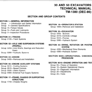 John Deere 30, 50 Excavator Service Manual TM-1380