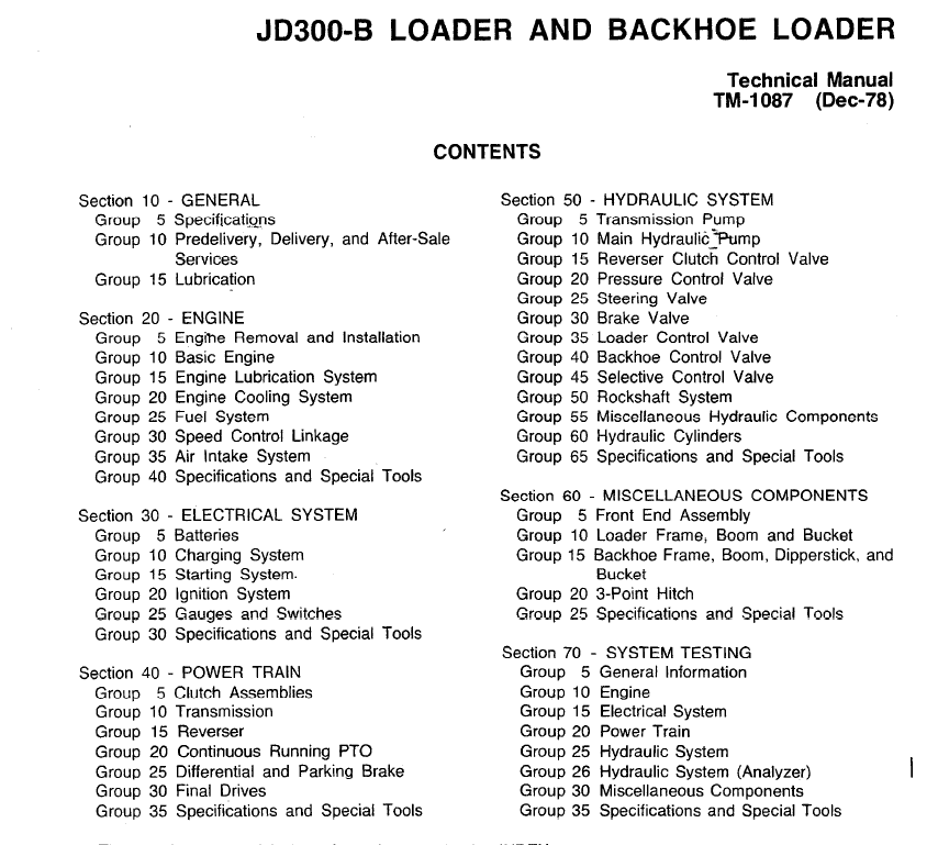 John Deere 300B Loader and Backhoe Loader Service Manual TM-1087