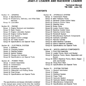 John Deere 401C Backhoe Loader Service Manual TM-1092