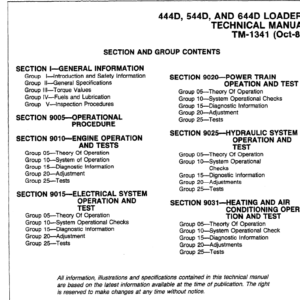 John Deere 444D, 544D and 644D Loader Service Manual TM-1341