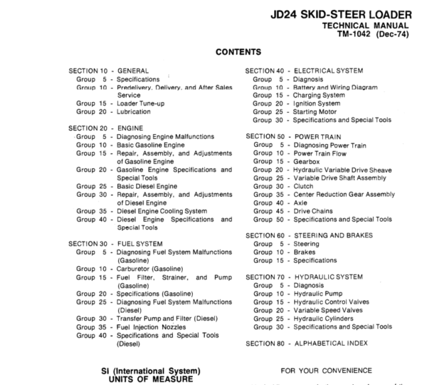 John Deere 24 Skid-Steer Loader Service Manual TM-1042