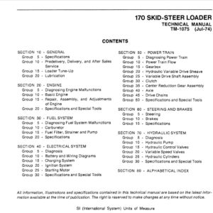 John Deere 170 Skid-Steer Loader Service Manual TM-1075