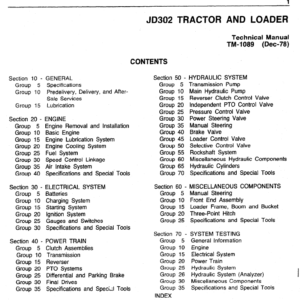 John Deere 302 Tractor and Loader Service Manual TM-1089