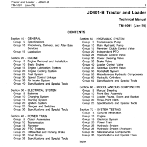 John Deere 401B Tractor and Loader Service Manual TM-1091