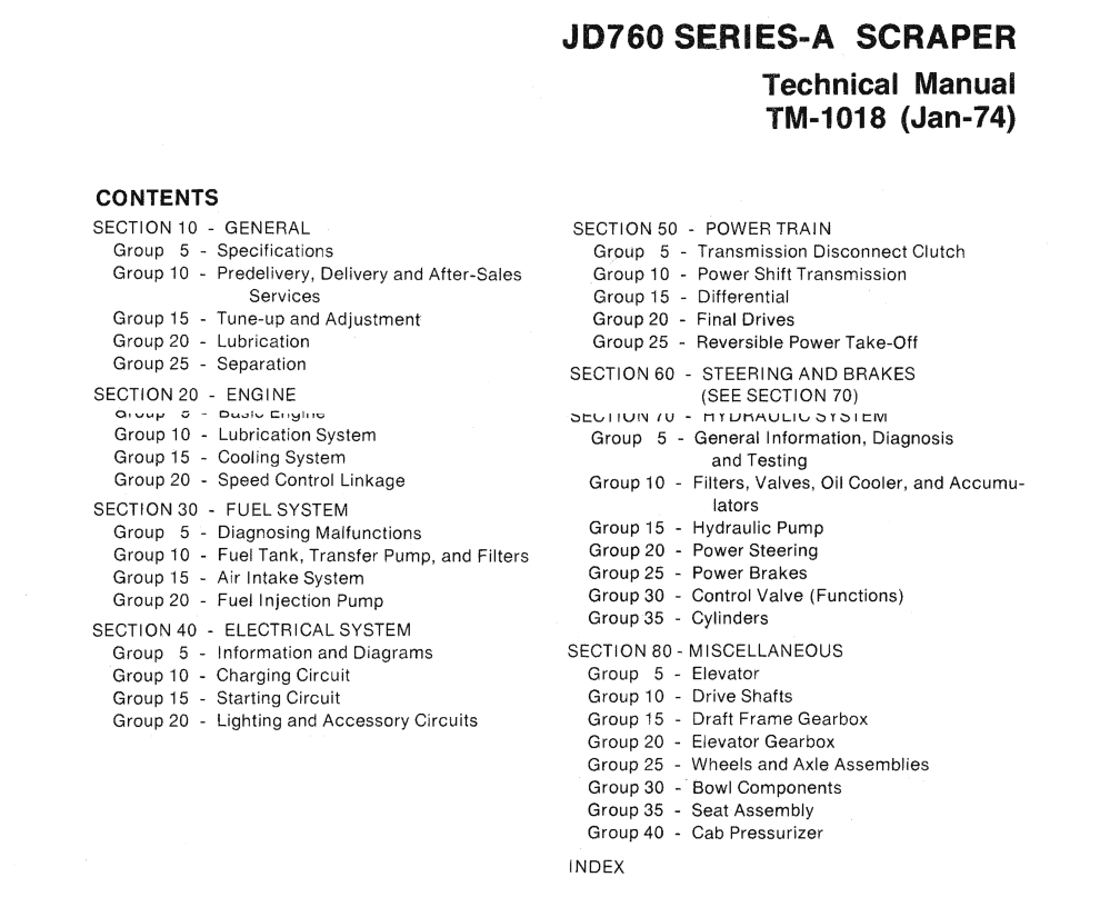 John Deere 760A Scraper Service Manual TM-1018