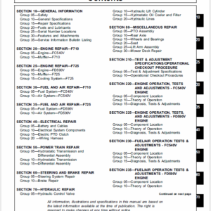 John Deere F710, F725 Front Mower Service Manual TM-1493