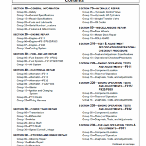 John Deere F911, F912,  F915, F925, F932, F935 Front Mowers Service Manual