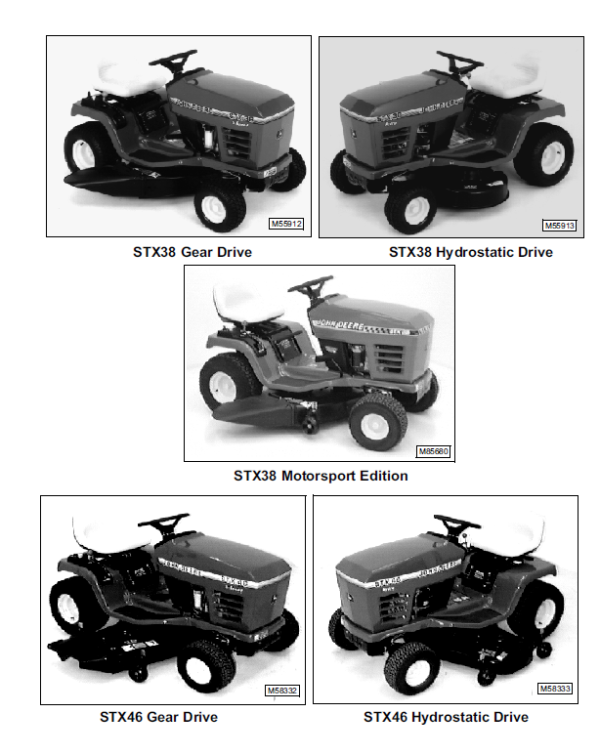 John Deere STX30, STX38, STX46 Lawn Tractors Service Manual