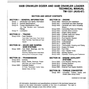 John Deere 550B, 555B Crawler Bulldozer Loader Service Manual