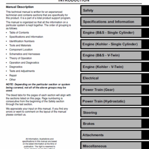 John Deere L100, L108, L110, L111, L118, L120, L130 Tractor Manual