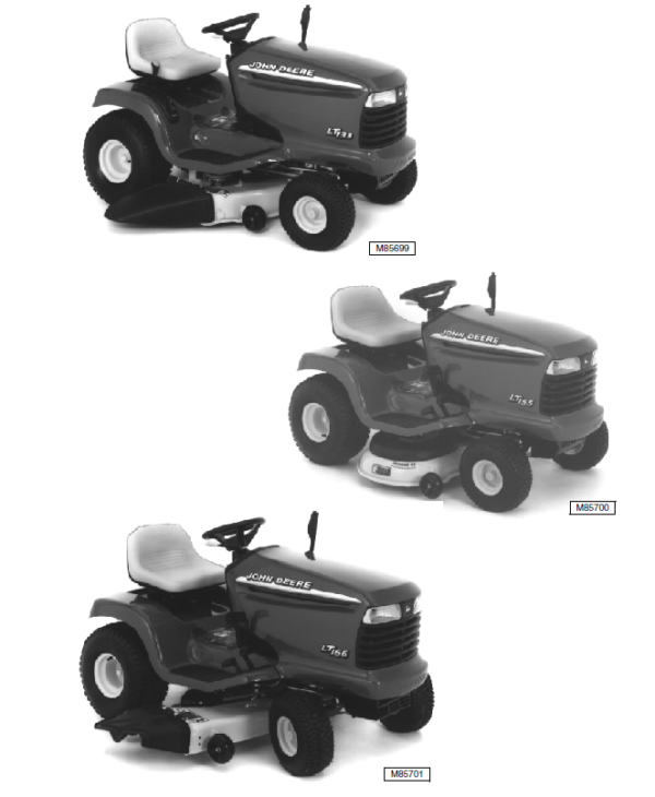 John Deere LT133, LT155, LT166 Lawn Tractor Service Manual TM-1695