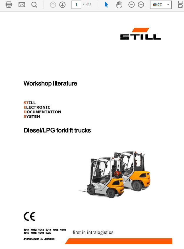 Still Diesel LPG Forklift Trucks RC40: RC40-16, RC40-18, RC40-20 Workshop Manual