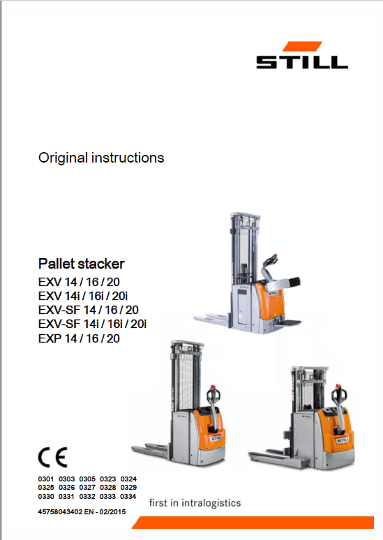 Still EXV 10,EXV 12, EXV 14AC, EXP and all EXV Model Pallet Stacker Workshop Repair Manual