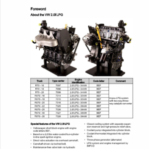 Still Engine VW 2.0i SPI (BEF) with Impco LPG System Repair Manual