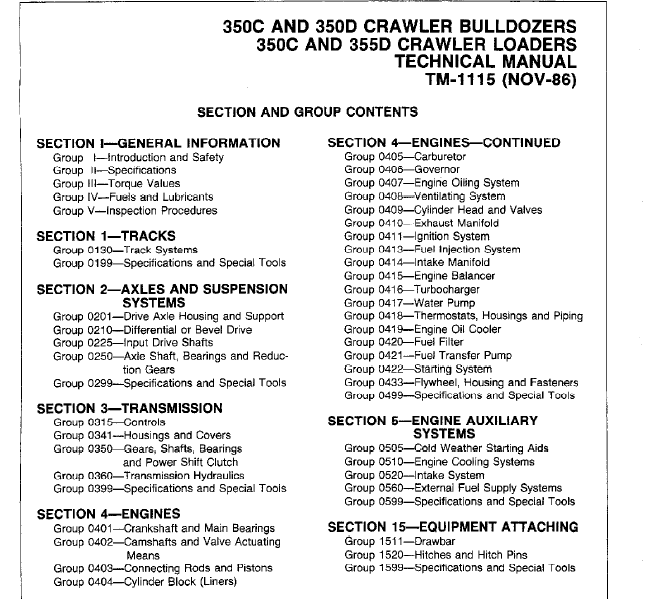 350C 355D John Deere Crawler Loader Technical Service Shop Manual TM-1115 