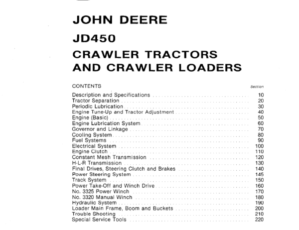 John Deere 450 Crawler Tractor and Loaders Service Manual SM-2064
